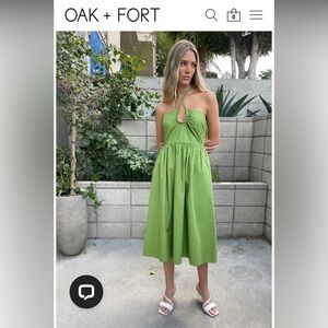 OAK + FORT Lime Green Halter Midi Dress